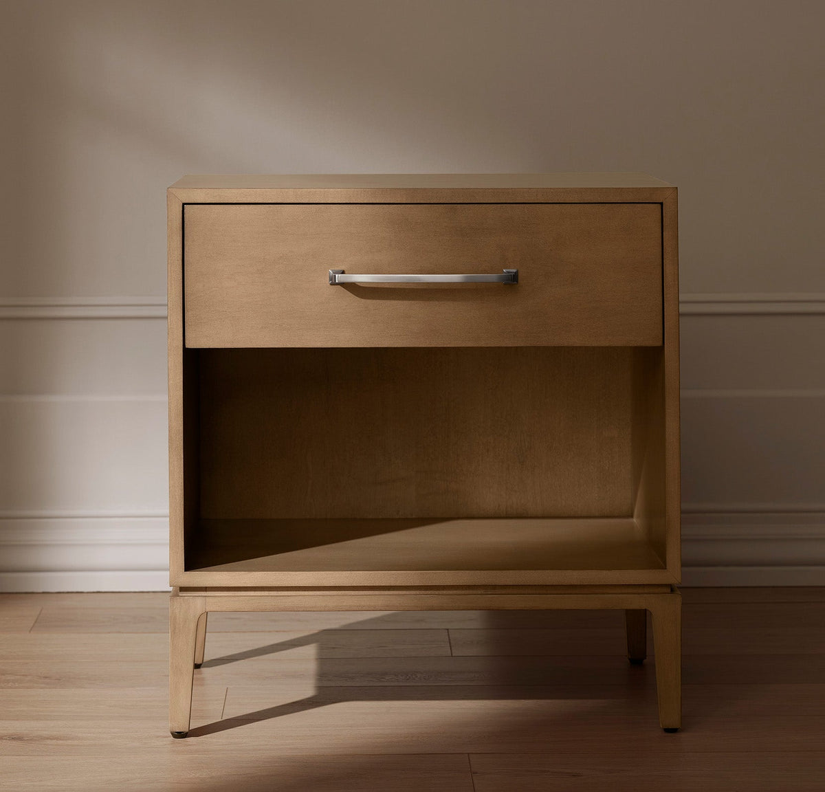 Single Drawer Wood Nightstand - Bluff - Silver
