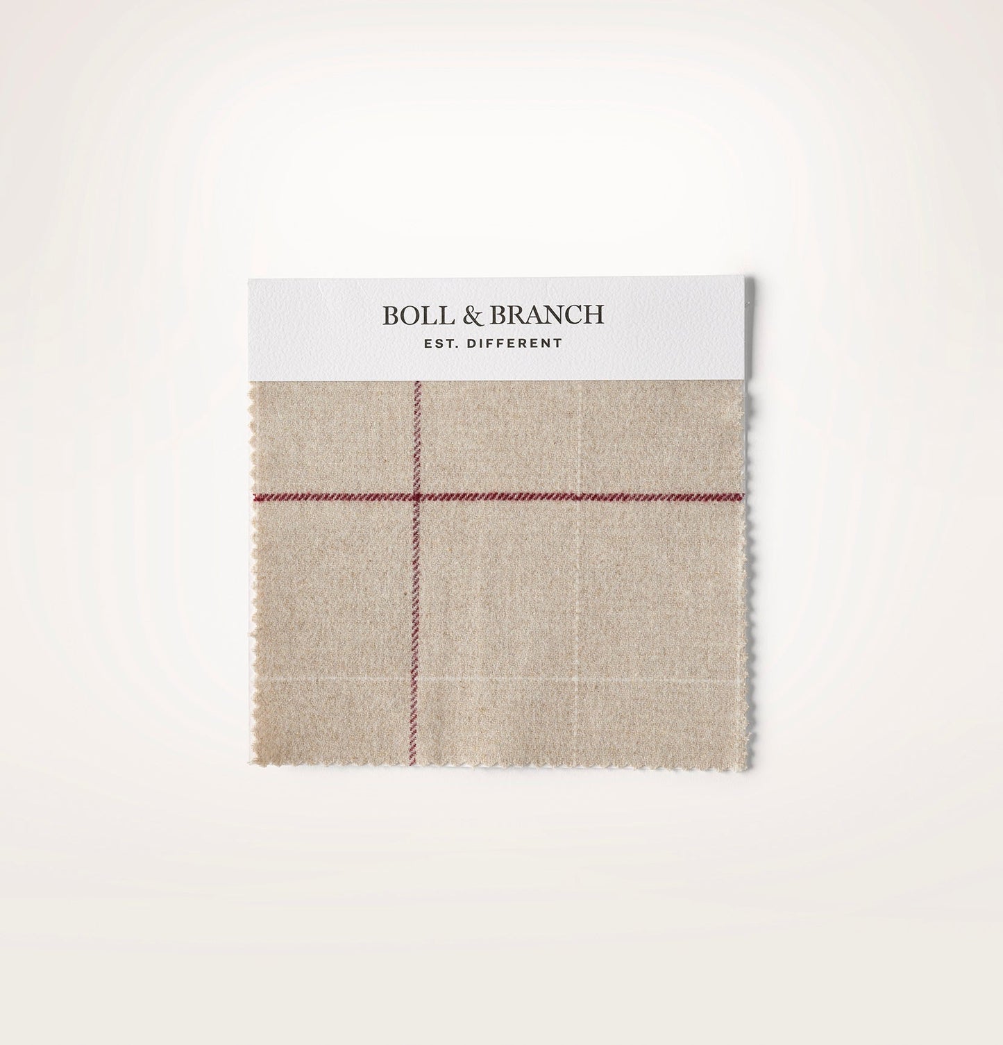 Flannel Fabric Swatch - Heathered Oatmeal/Holly Windowpane