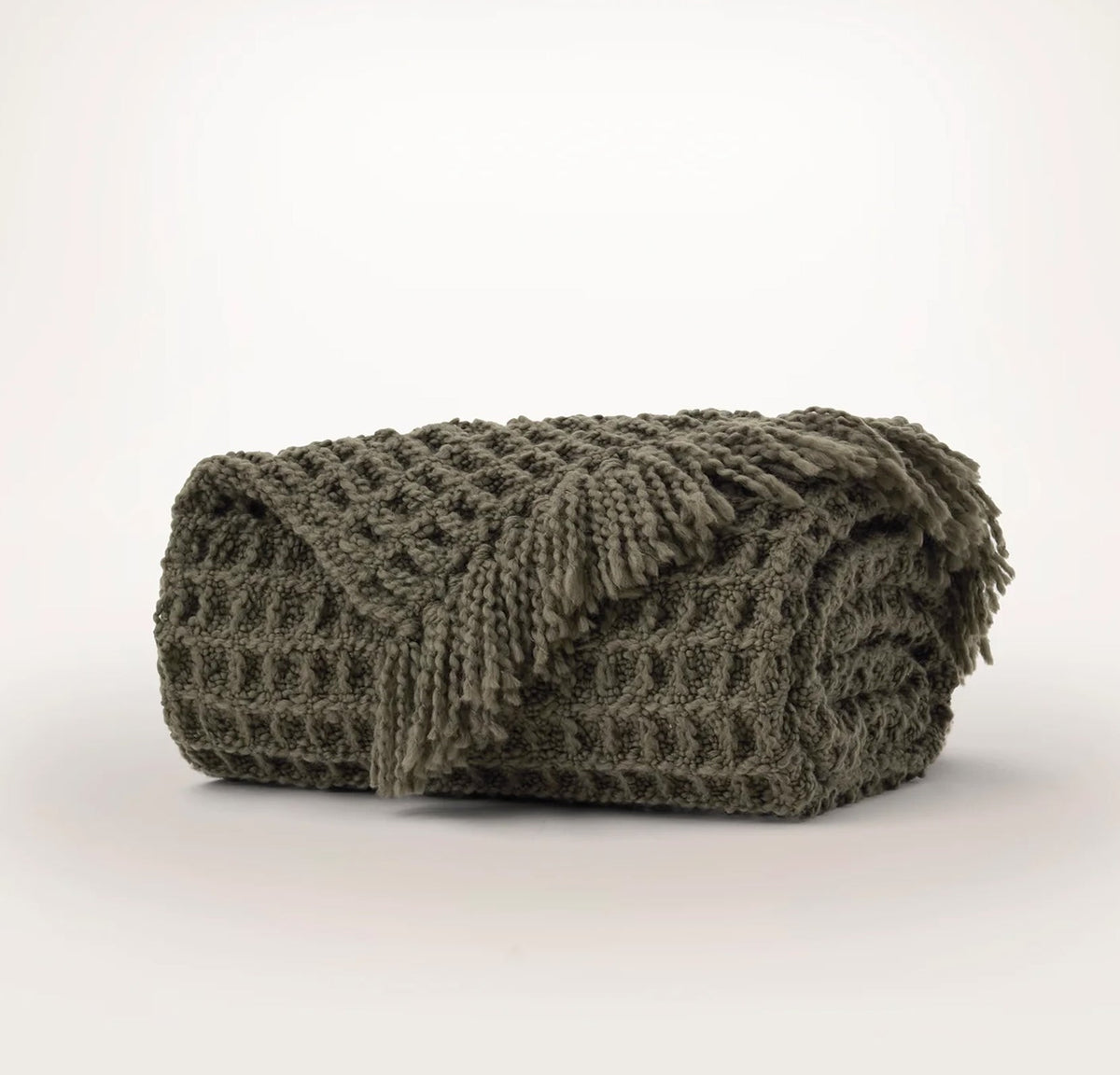 Grand Waffle Merino Wool Throw Blanket - Pine