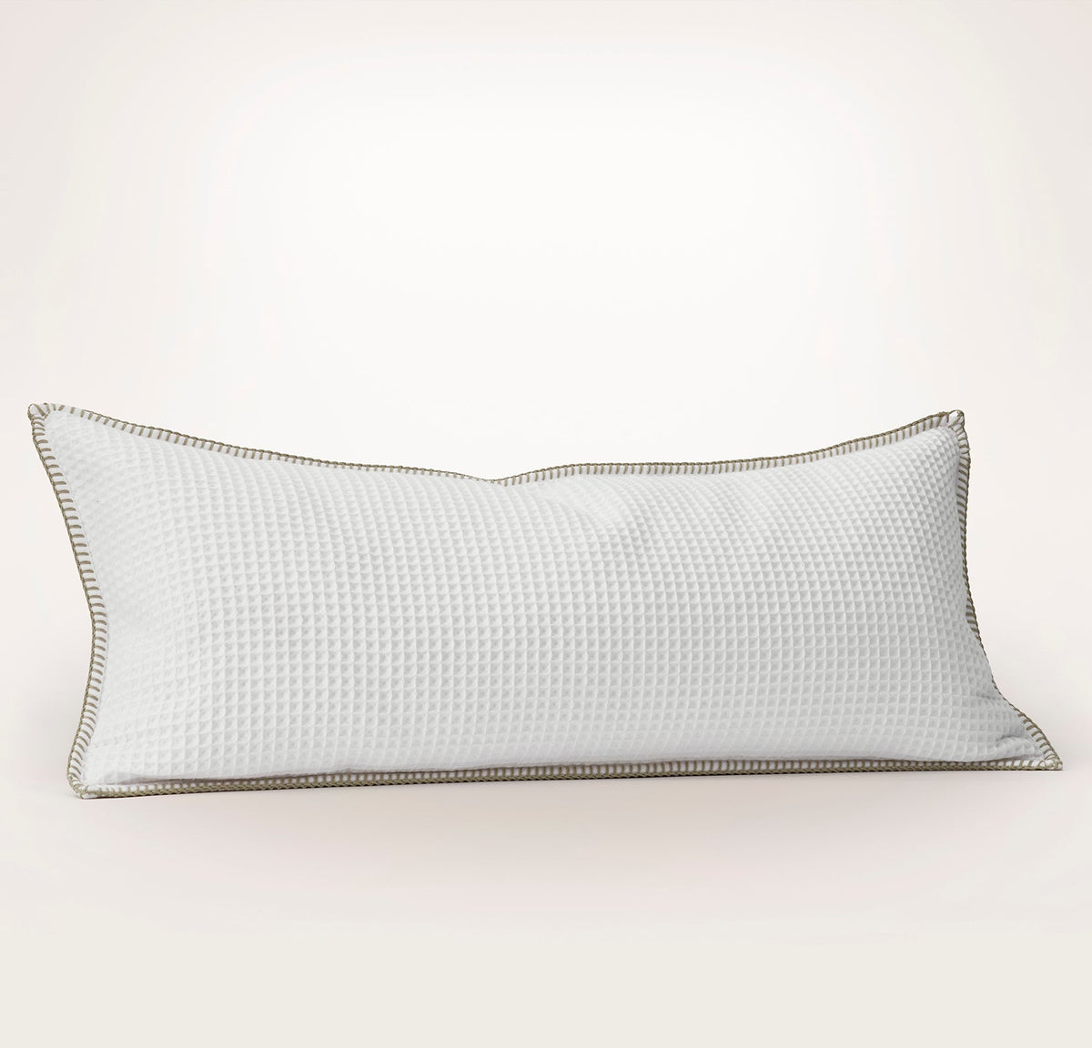 Waffle Pillow Cover - White/Oak Whipstitch