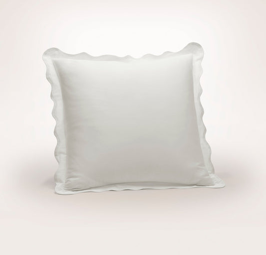 Signature Embellished Sham - White/White Curved Edge - Euro